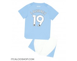 Manchester City Julian Alvarez #19 Prima Maglia Bambino 2023-24 Manica Corta (+ Pantaloni corti)